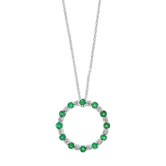 EFFY Emerald Diamond Necklace / 14K gold / Certificate & Warranty - Picture 2 of 6